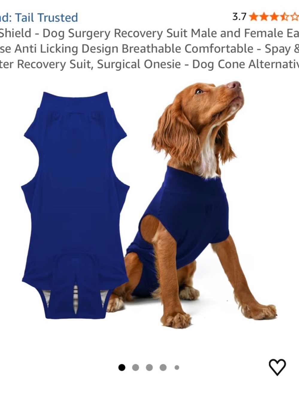 Blue Dog Recovery Suit - Comfortable Post-Op Onesie